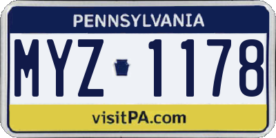 PA license plate MYZ1178