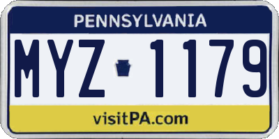 PA license plate MYZ1179