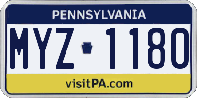 PA license plate MYZ1180