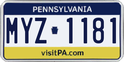PA license plate MYZ1181