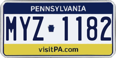PA license plate MYZ1182