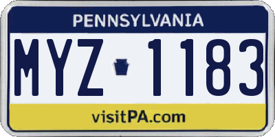 PA license plate MYZ1183