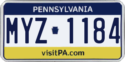 PA license plate MYZ1184
