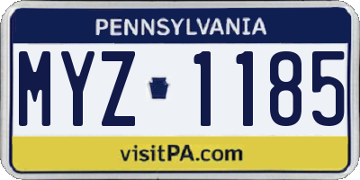 PA license plate MYZ1185