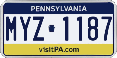 PA license plate MYZ1187