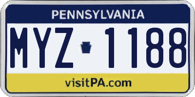 PA license plate MYZ1188