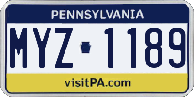 PA license plate MYZ1189