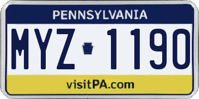 PA license plate MYZ1190