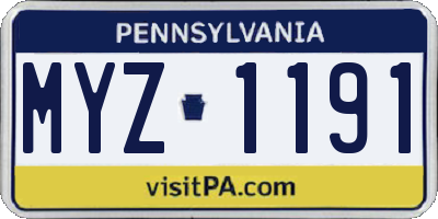 PA license plate MYZ1191