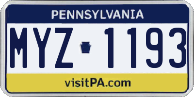 PA license plate MYZ1193