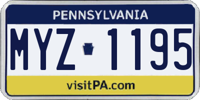 PA license plate MYZ1195