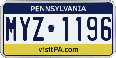 PA license plate MYZ1196