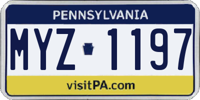 PA license plate MYZ1197
