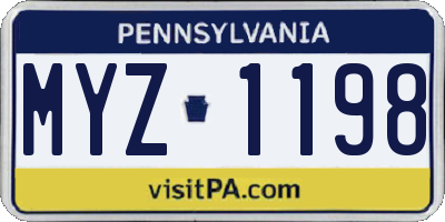 PA license plate MYZ1198