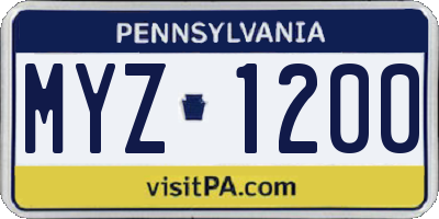 PA license plate MYZ1200