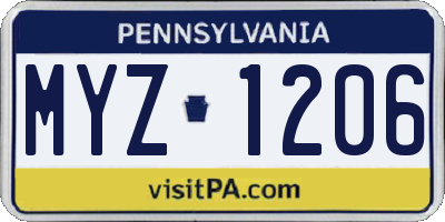 PA license plate MYZ1206