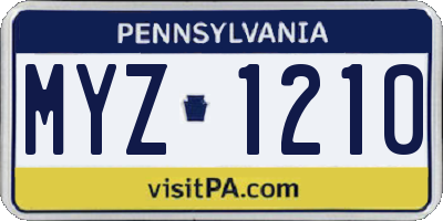 PA license plate MYZ1210