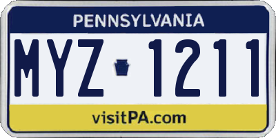 PA license plate MYZ1211
