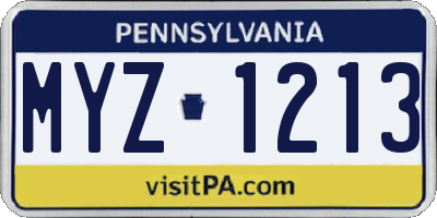 PA license plate MYZ1213