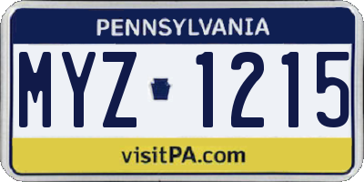 PA license plate MYZ1215
