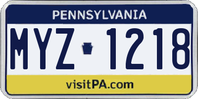 PA license plate MYZ1218