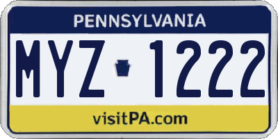 PA license plate MYZ1222
