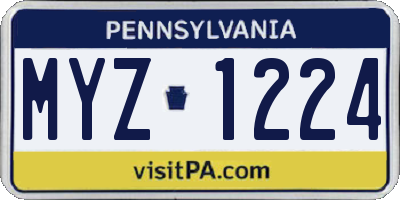 PA license plate MYZ1224