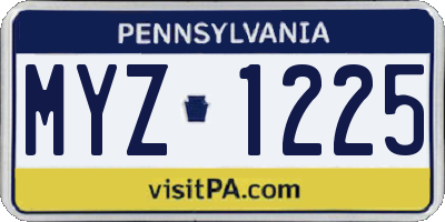 PA license plate MYZ1225