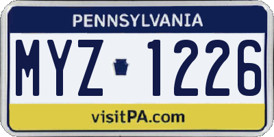 PA license plate MYZ1226