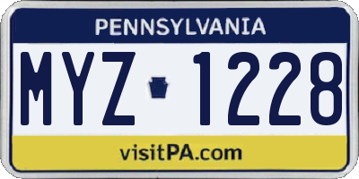 PA license plate MYZ1228