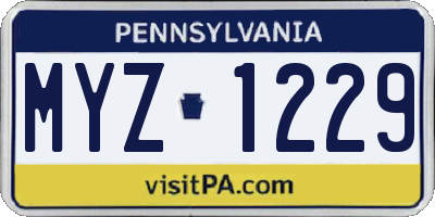 PA license plate MYZ1229