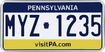 PA license plate MYZ1235