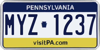 PA license plate MYZ1237