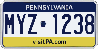 PA license plate MYZ1238