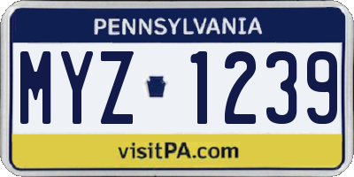 PA license plate MYZ1239