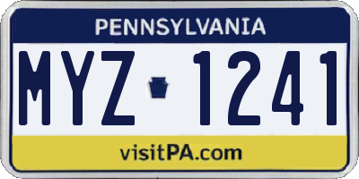 PA license plate MYZ1241