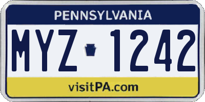 PA license plate MYZ1242