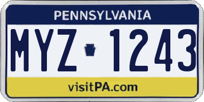 PA license plate MYZ1243