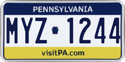 PA license plate MYZ1244