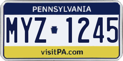PA license plate MYZ1245