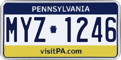 PA license plate MYZ1246