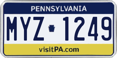 PA license plate MYZ1249