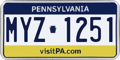PA license plate MYZ1251