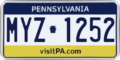 PA license plate MYZ1252