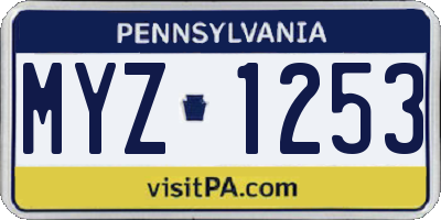 PA license plate MYZ1253