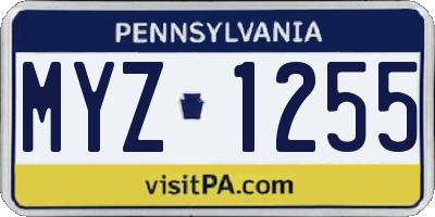 PA license plate MYZ1255