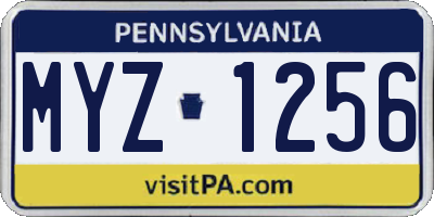 PA license plate MYZ1256