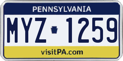 PA license plate MYZ1259
