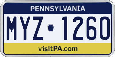 PA license plate MYZ1260