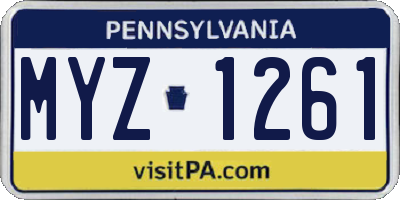 PA license plate MYZ1261